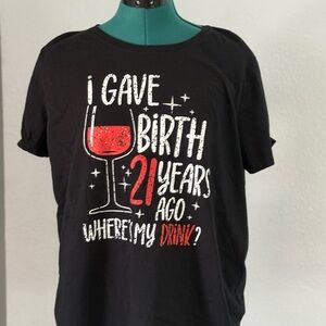 21st birthday black T-shirt, XL